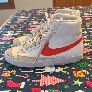 Nike White and Red Athletic Shoes